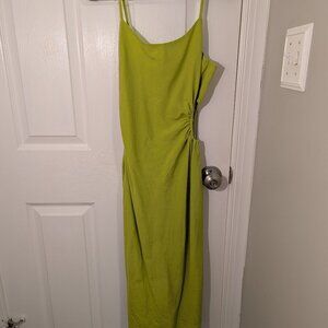 Forever 21 F21 Lime Green Midi Dress with Cut Out Dress Size Small S